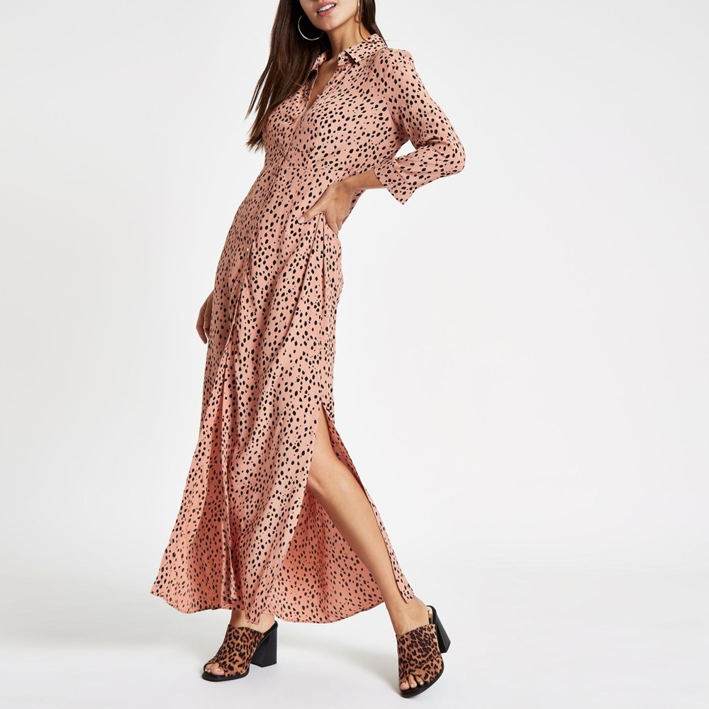 River Island Spotted Peach Maxi Dress